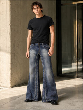 Armor Jeans Men’s 32 Wide Flare Low Rise Faded Y2K Archive Nu Metal Denim Blue